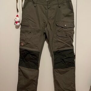 Fjallraven Green Cargo Pants with Reinforced Knees